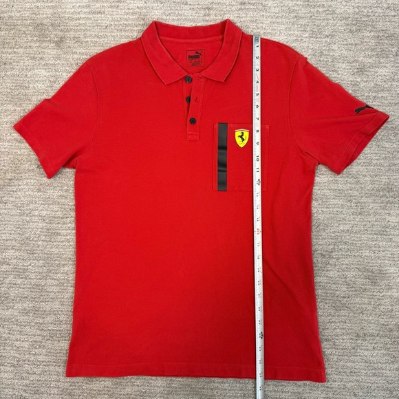 Puma Scuderia Ferrari Race Men's Polo Shirt M Red Chest Pocket Logo Collar - Picture 11 of 14